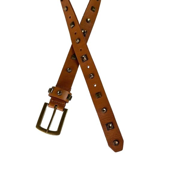 J. Crew Women's Belt Size XS 36” Studded Cognac Brown Boho Hippie Festival Belt - Picture 2 of 7